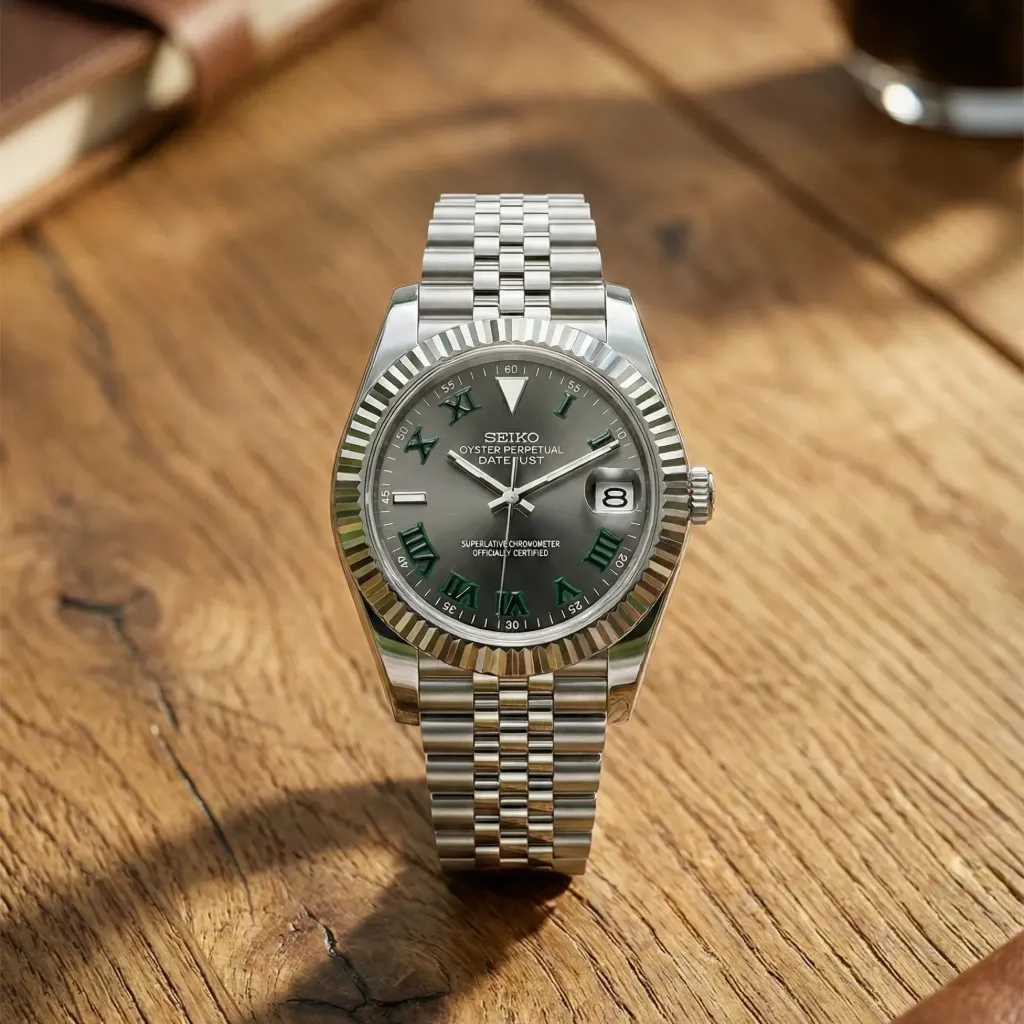 Seiko Mod Datejust Edition – Tırtıklı Bezel & Jubilee Kordon