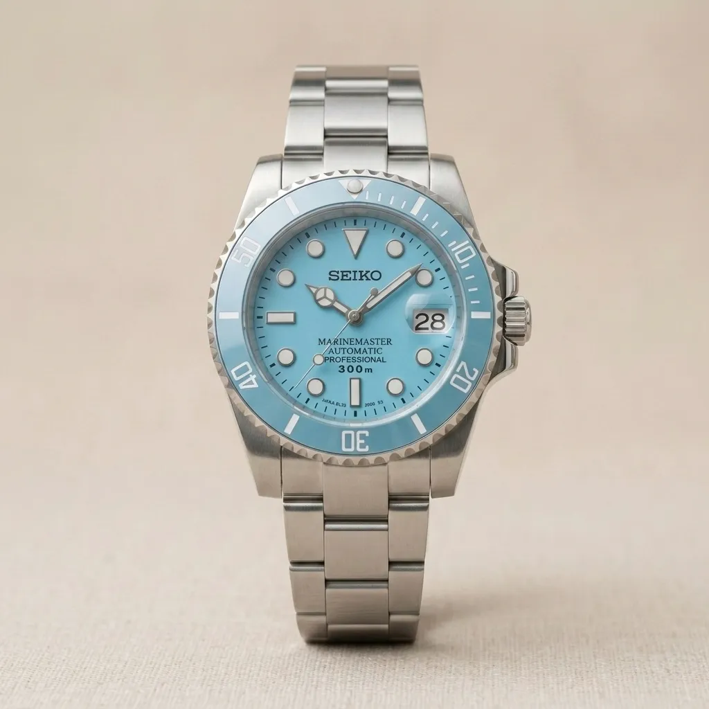 Seiko Mod "Ice Blue" Submariner – Ice Blue Bezel & Marine Master Dial