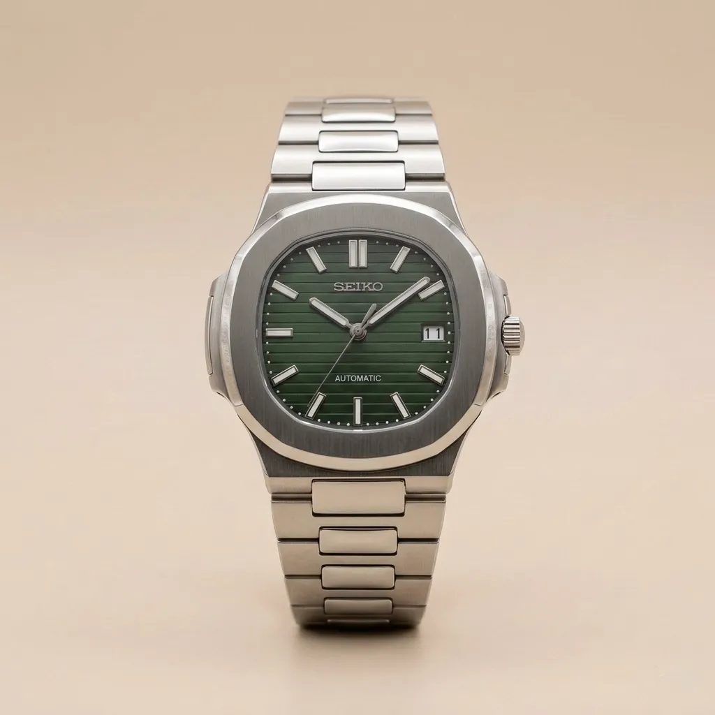 Seiko Mod "Olive Seikonaut" – Koyu Yeşil Kadran & Entegre Bilezik