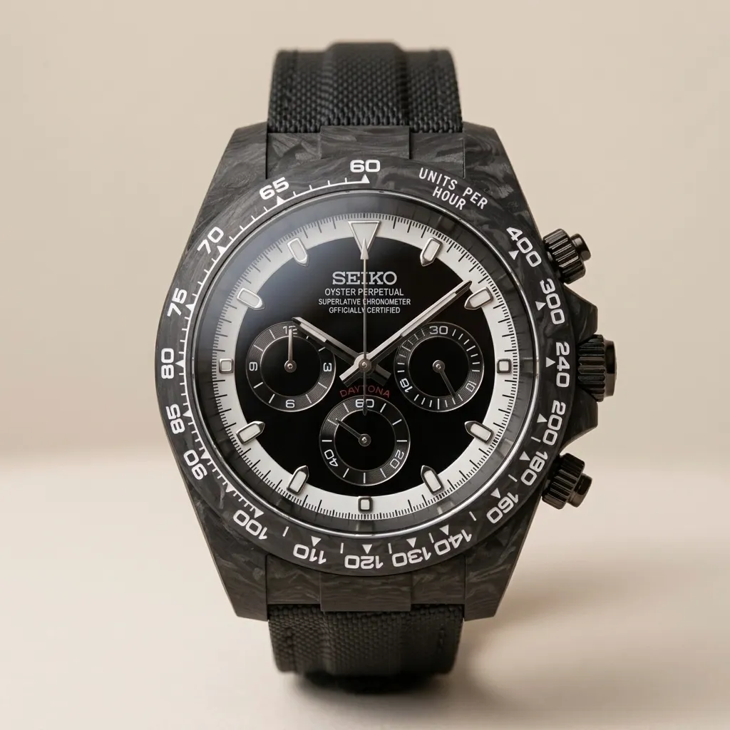 Seiko Mod "Forged Carbon" Chronograph – Forged Carbon Case & Exotic Dial