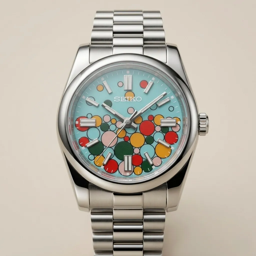Seiko Mod "Celebration" – Bubbly Turquoise Dial & Steel Bracelet