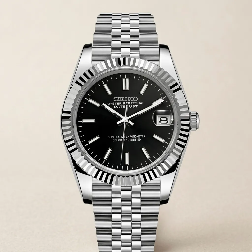 Seiko Mod "Classic Black" Datejust – Black Dial & Jubilee Bracelet