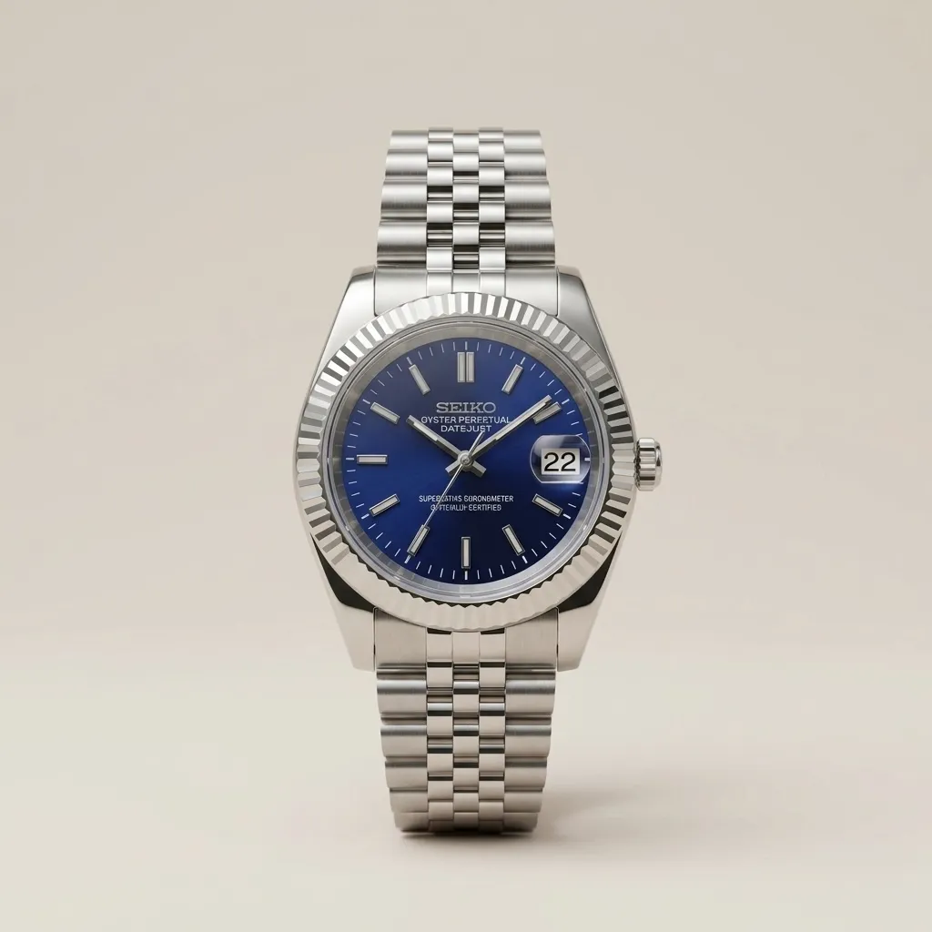Seiko Mod "Royal Blue" Datejust – Işınsal Mavi Kadran & Jubilee Bilezik