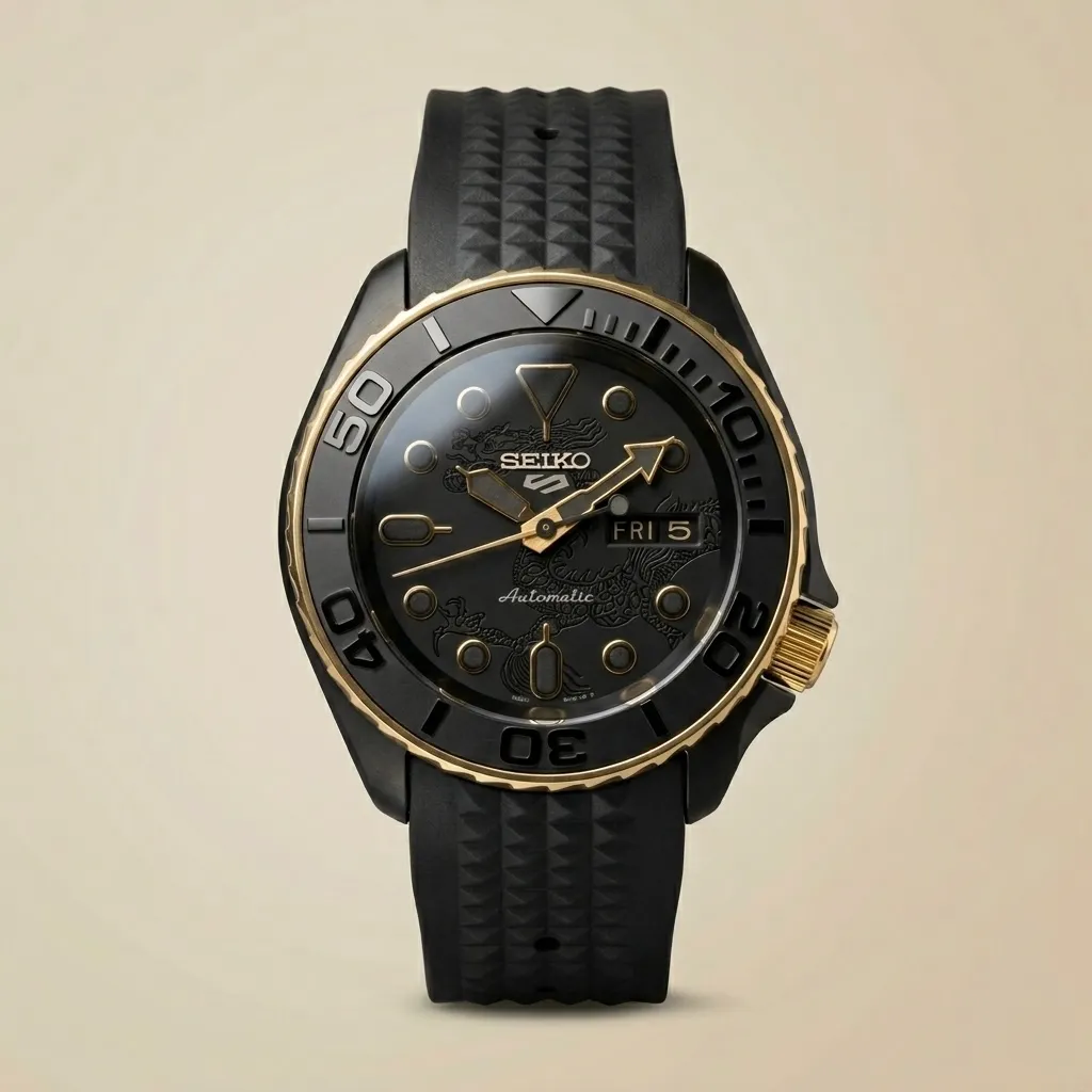 Seiko Mods TR "Black Dragon" – Siyah/Altın Ejderha Kadran & 3D Bezel