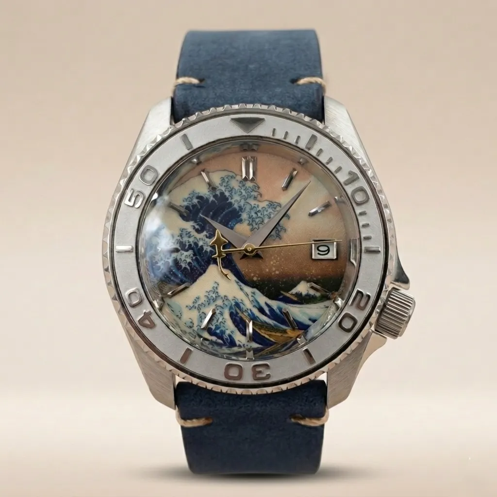 Seiko Mods TR "The Great Wave" – Kanagawa Dalga Kadran & Mavi Süet Kordon