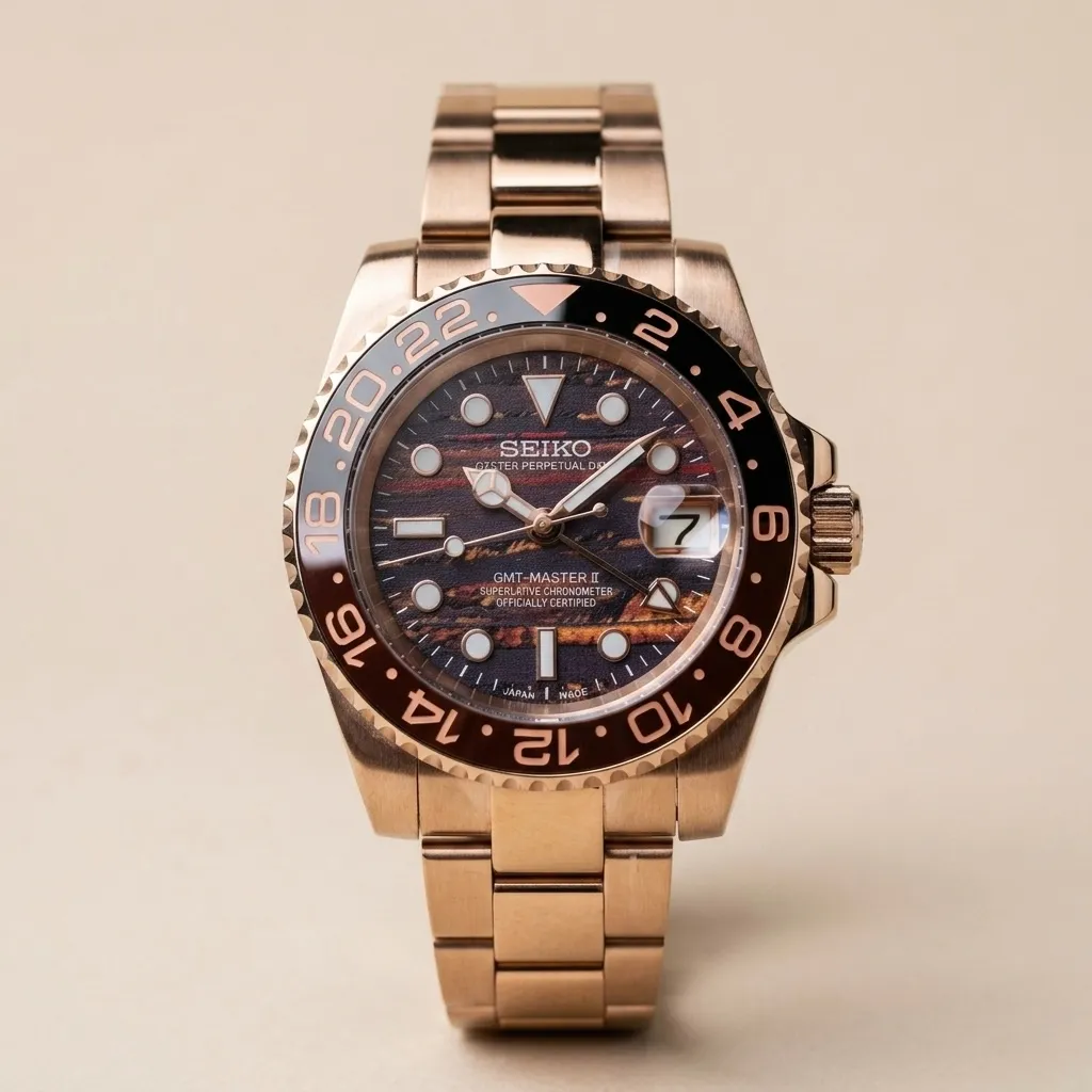 Seiko Mods TR "Rose Gold Tiger Eye" – Kaplan Gözü Kadran & Root Beer Bezel