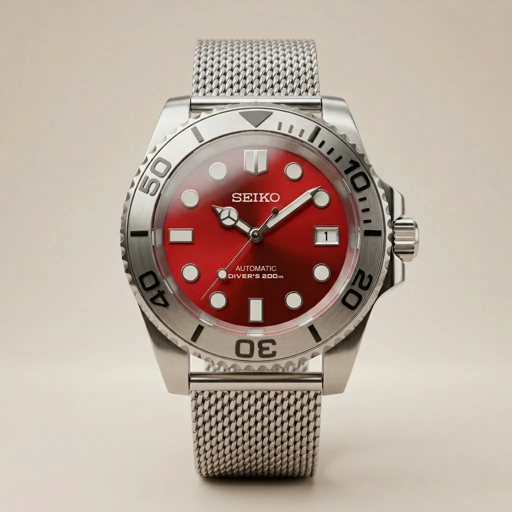 Seiko Mods TR "Crimson Yacht" – Radiant Red Dial & Mesh Steel Bracelet