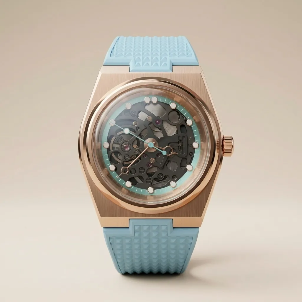 Seiko Mods TR "Skeleton Rose" – Açık Mekanizma & Turkuaz Kauçuk Kordon