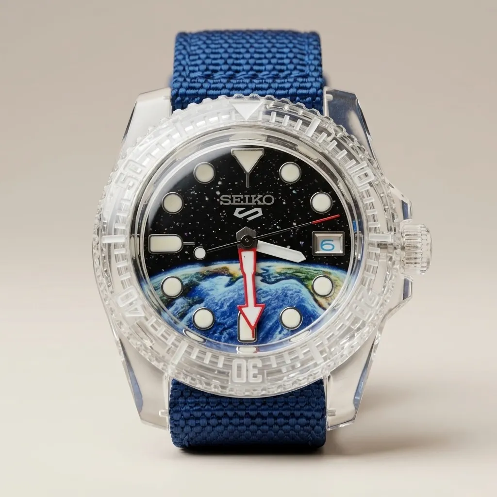 Seiko Mods TR "Space Explorer" – Şeffaf Kasa & Uzay/Dünya Temalı Kadran