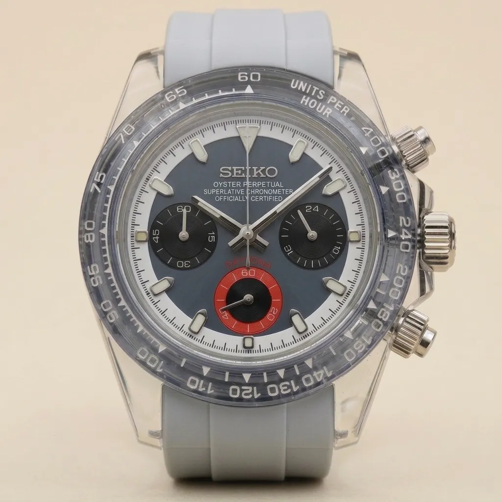 Seiko Mods TR "Crystal Ghost" Chronograph – Transparent Case & Gray Exotic Dial