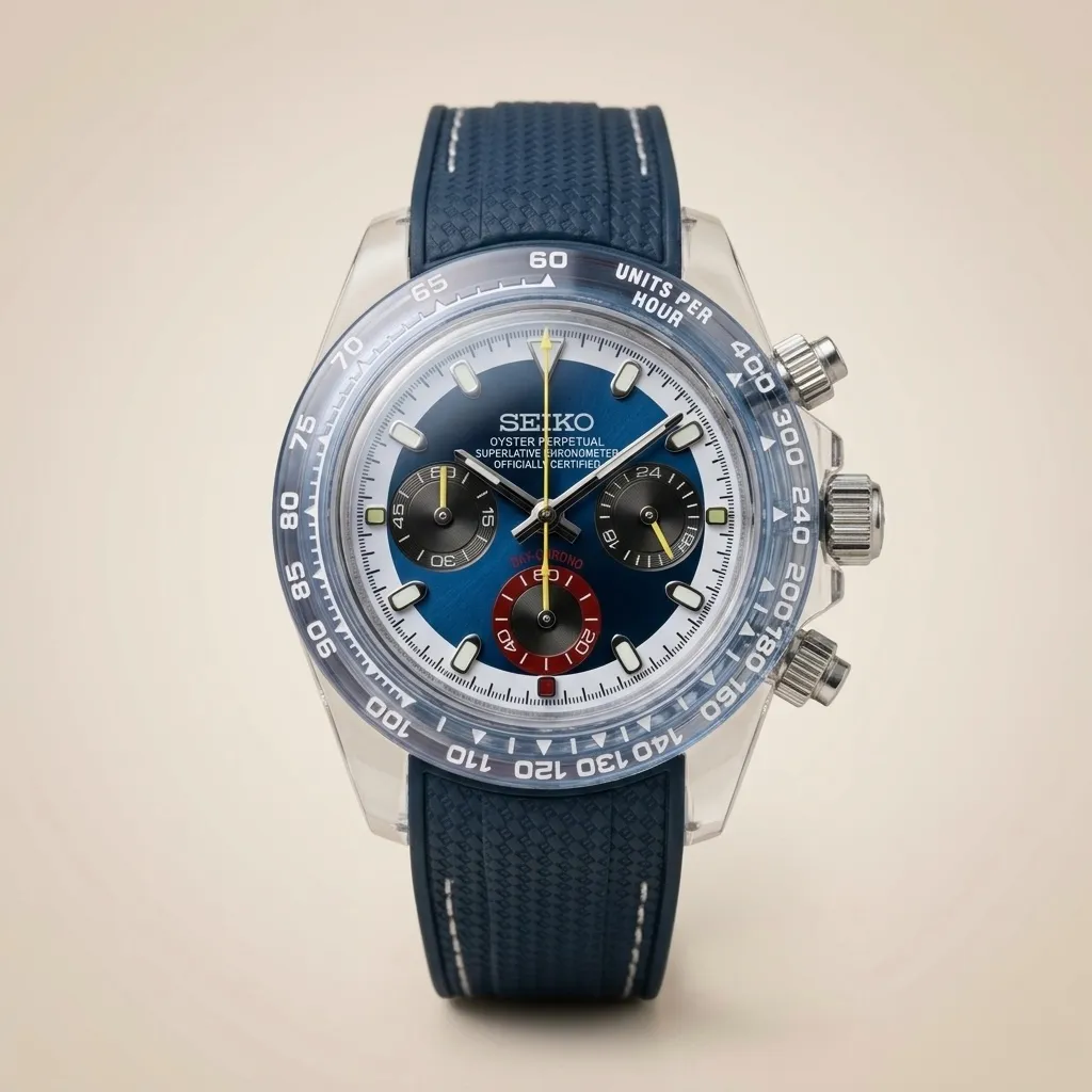 Seiko Mods TR "Ocean Crystal" Chronograph – Şeffaf Kasa & Lacivert Egzotik Kadran