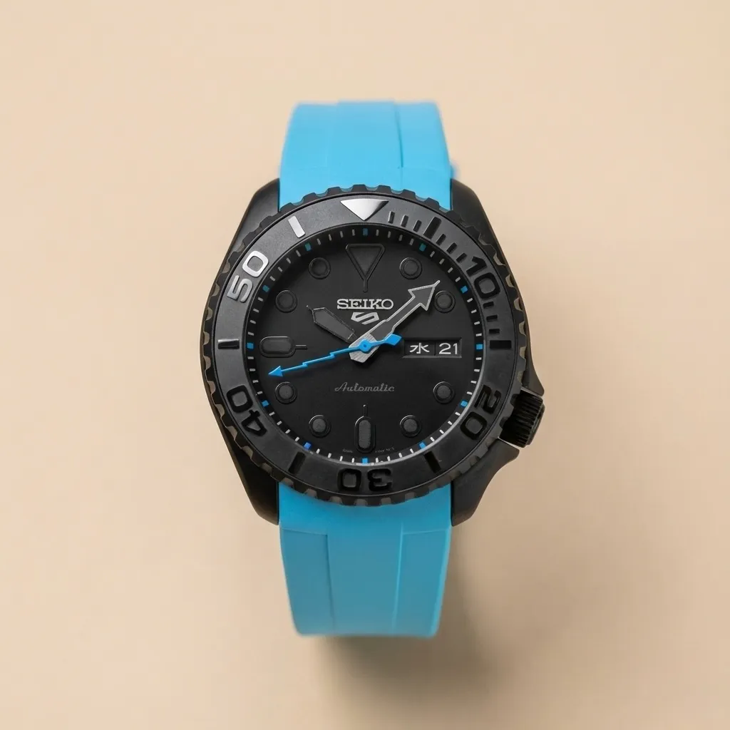 Seiko Mod SKX007 "Black Yacht" – Siyah Kasa & Mavi Kordon (NH36)