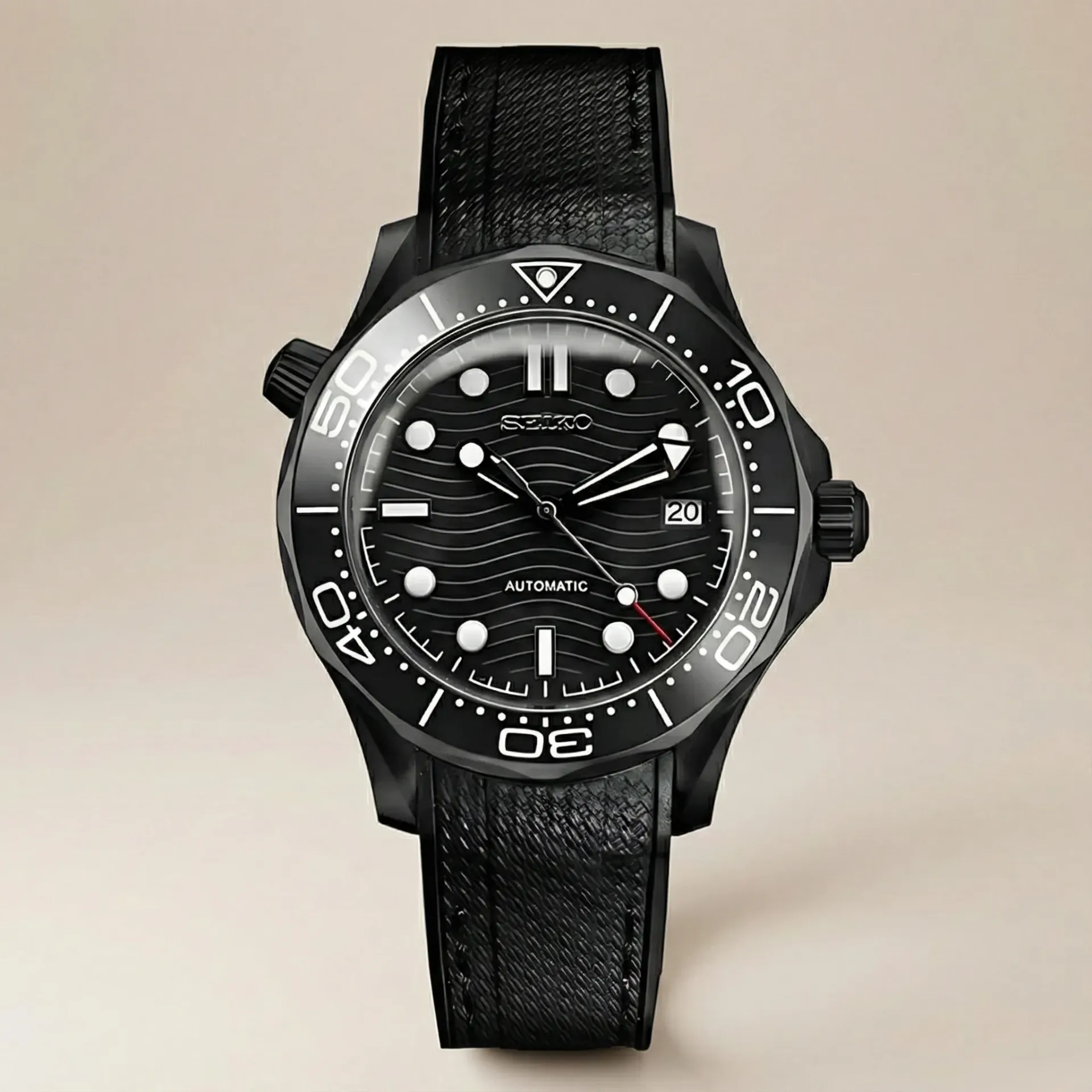Seiko Mod Seamaster "Stealth" Edition – Black Case & NATO Strap
