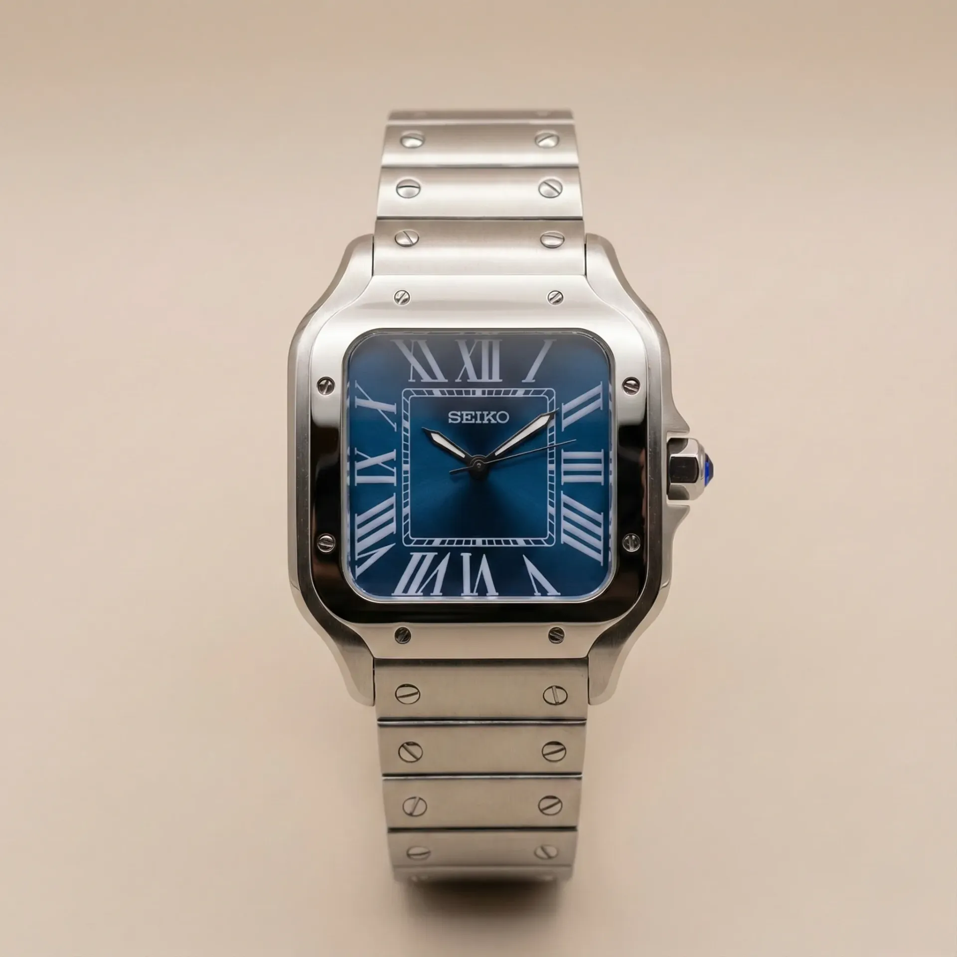 Seiko Model "Santos" Style – Navy Dial & Square Case (NH35)