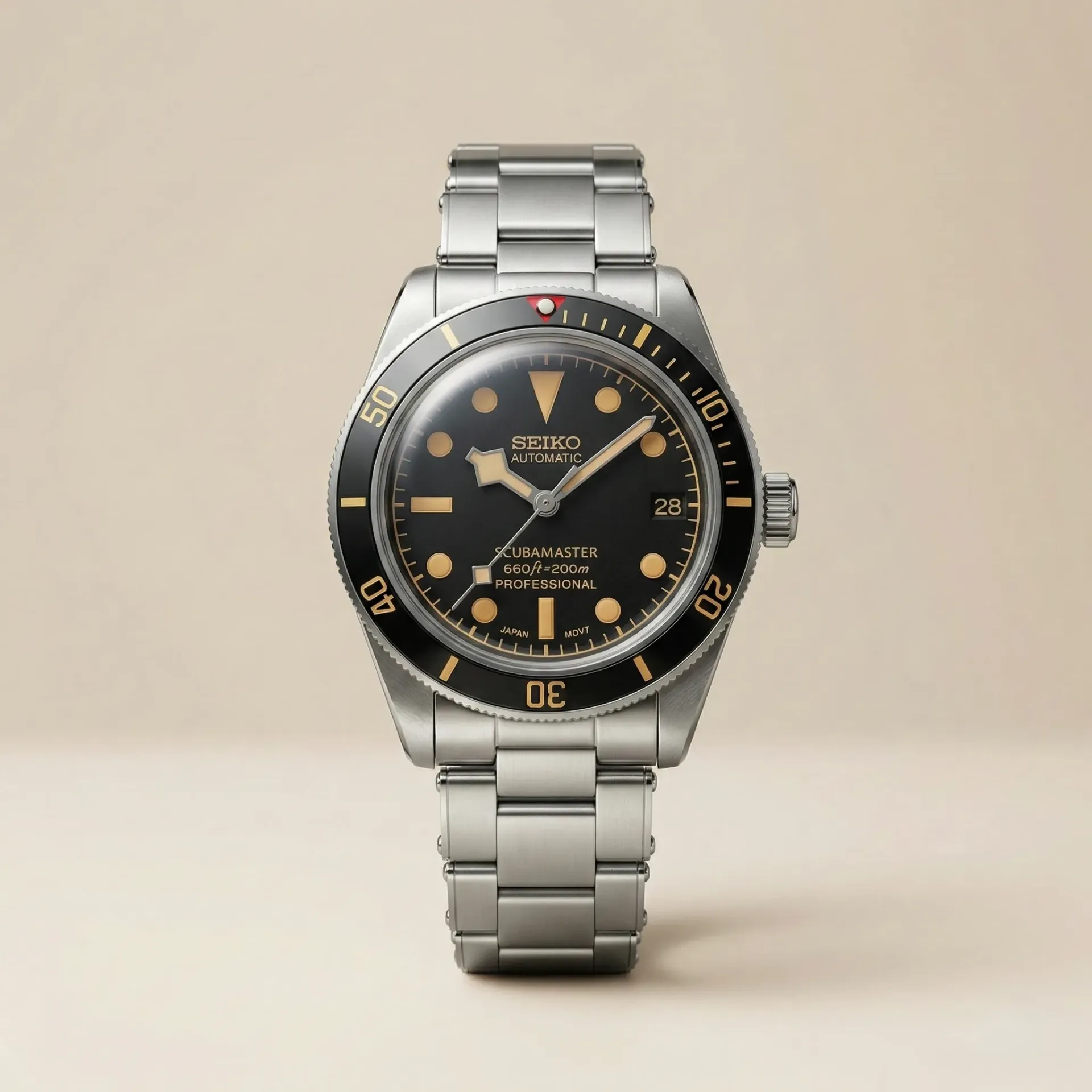 Seiko Mod "Vintage Scubamaster" – Gilt Dial & Studded Bracelet