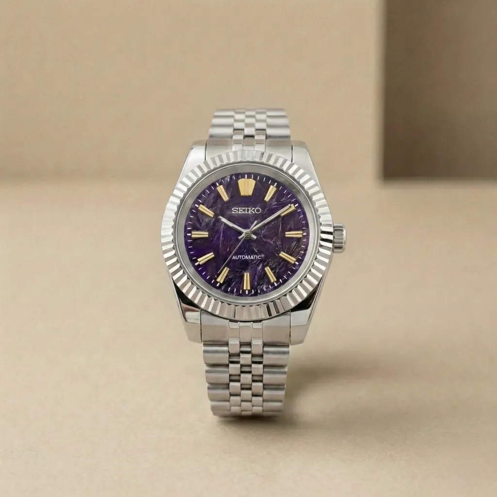Seiko Mod "Royal Amethyst" – Mor Mermer Kadran & Altın İndeksler