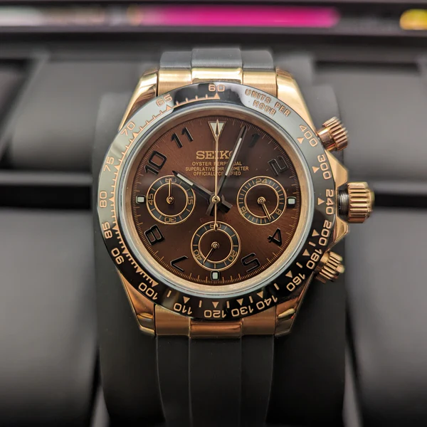 Seiko Mod Daytona – Premium Rubber Strap & Ceramic Bezel (VK63)