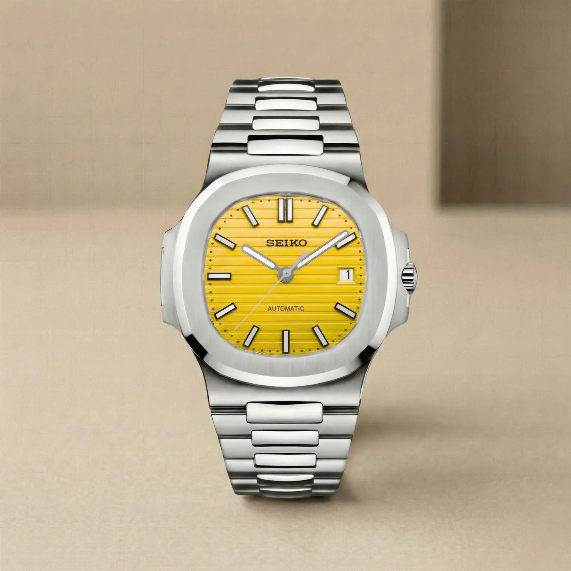 Seiko Mod "Yellow Seikonaut" – Canlı Sarı Çizgili Kadran & Çelik Bilezik