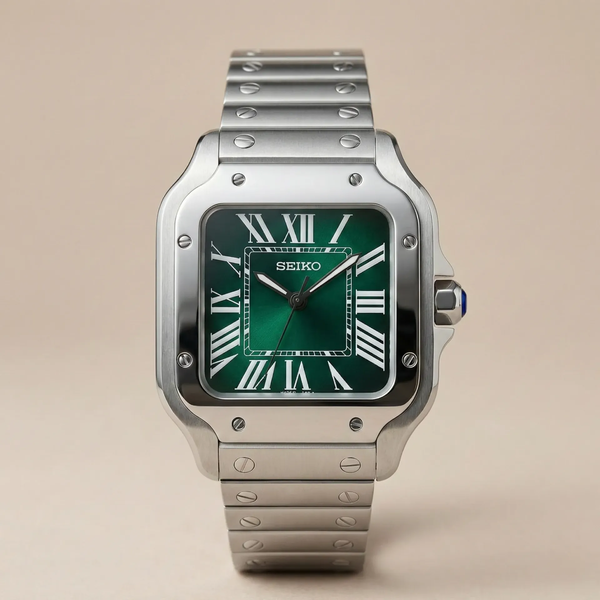 Seiko Mod "Santos Green" – Zümrüt Yeşili Kadran & Kare Çelik Kasa