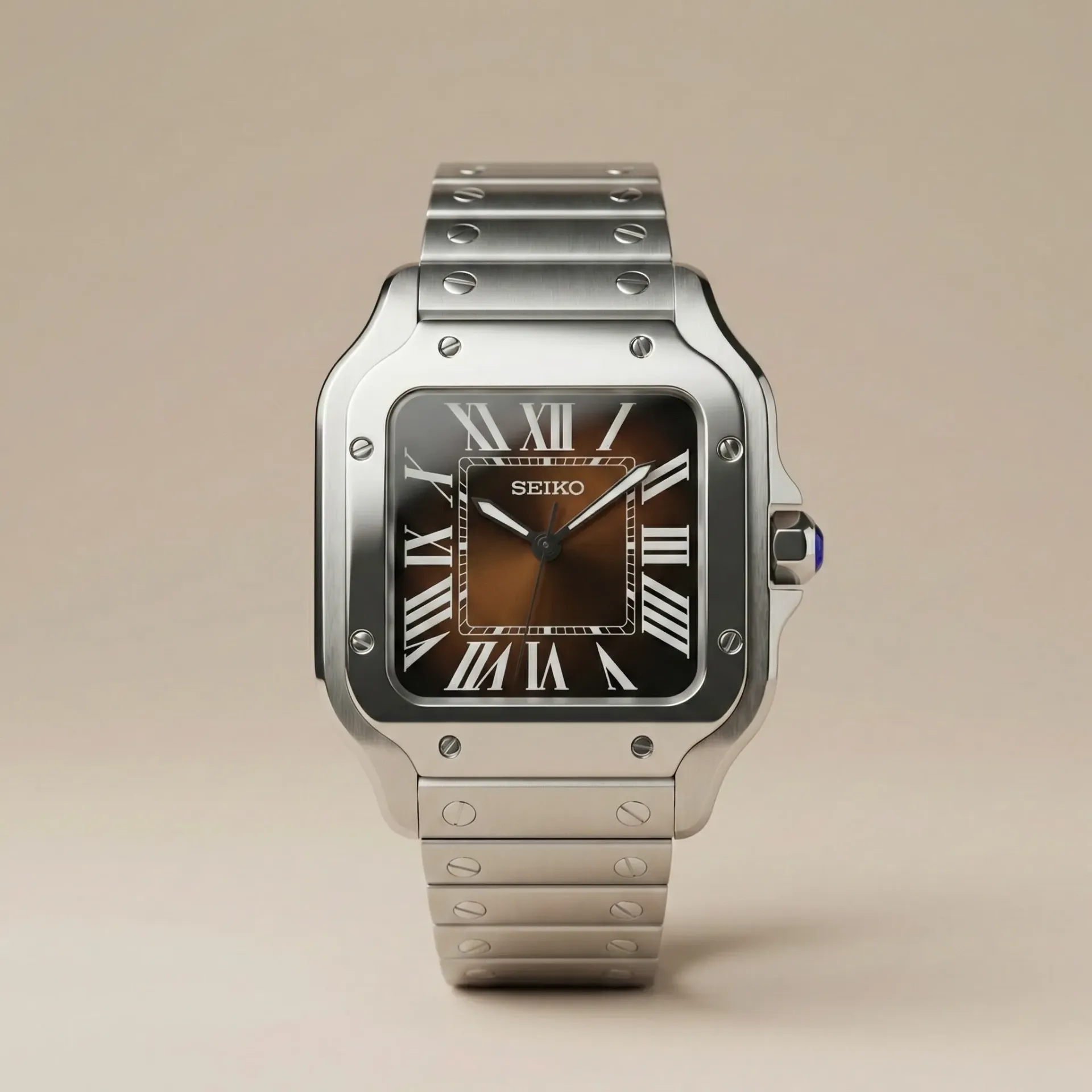 Seiko Mod "Santos Tobacco" – Gradient Coffee Dial & Square Case